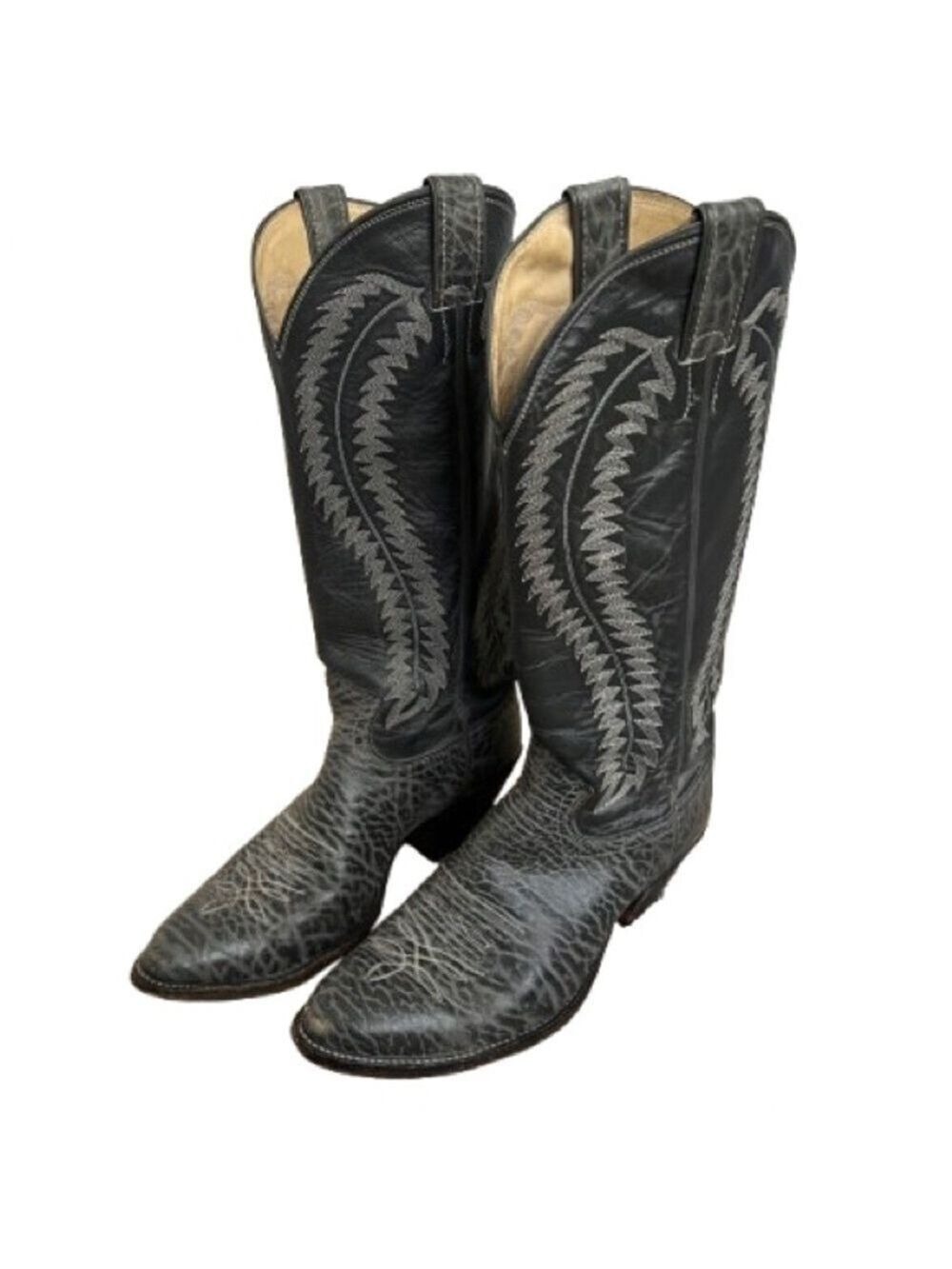 Vintage Justin Men's Western Cowboy Boots
In Grey Bullhide
Size 9D
Made in USA